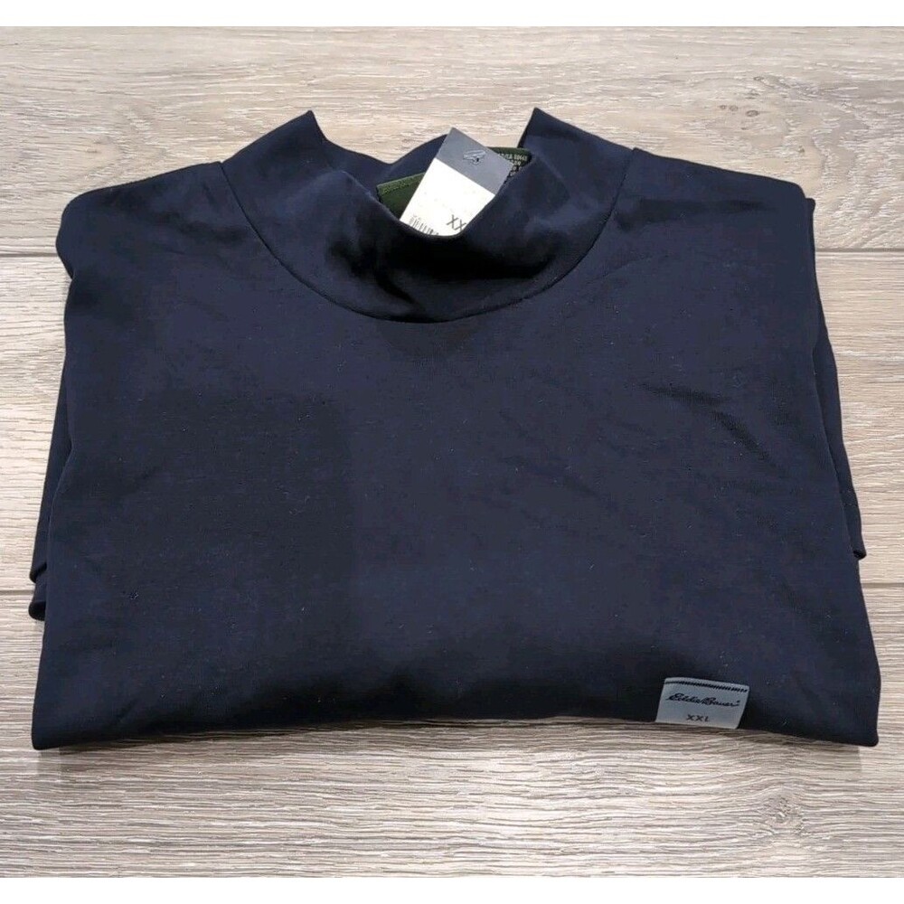 EDDIE BAUER MOCK NECK LONG SLEEVE TEE NEW MENS SIZE XXL  DARK BLUE